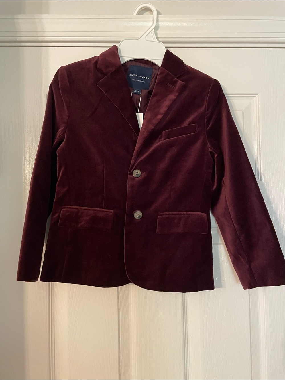 NWT Janie and Jack Boys Burgundy Velvet Blazer Size 7 Holiday Formal $110
